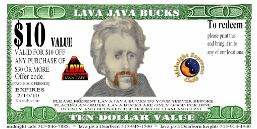 lava java bucks are used like you would use real money at our cafes.